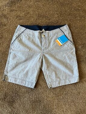 Columbia Omni-Shade UPF 30 Anchor Print Shorts NWT Size 12 Blue Gray